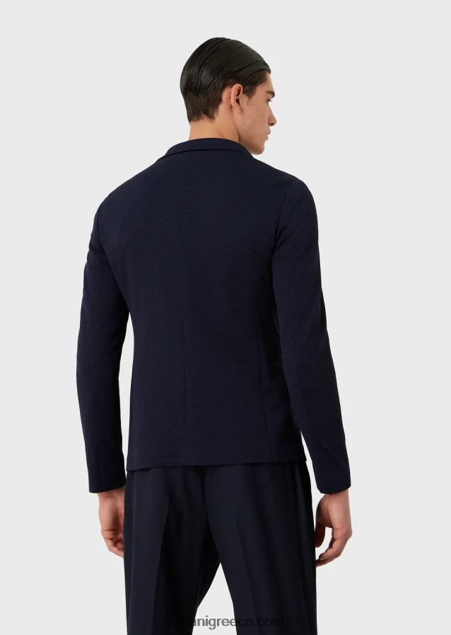 άνδρες Armani μονόπλευρο μπουφάν σε 3d stretch τεχνική φανέλα 4046R61038 ναυτικό μπλε