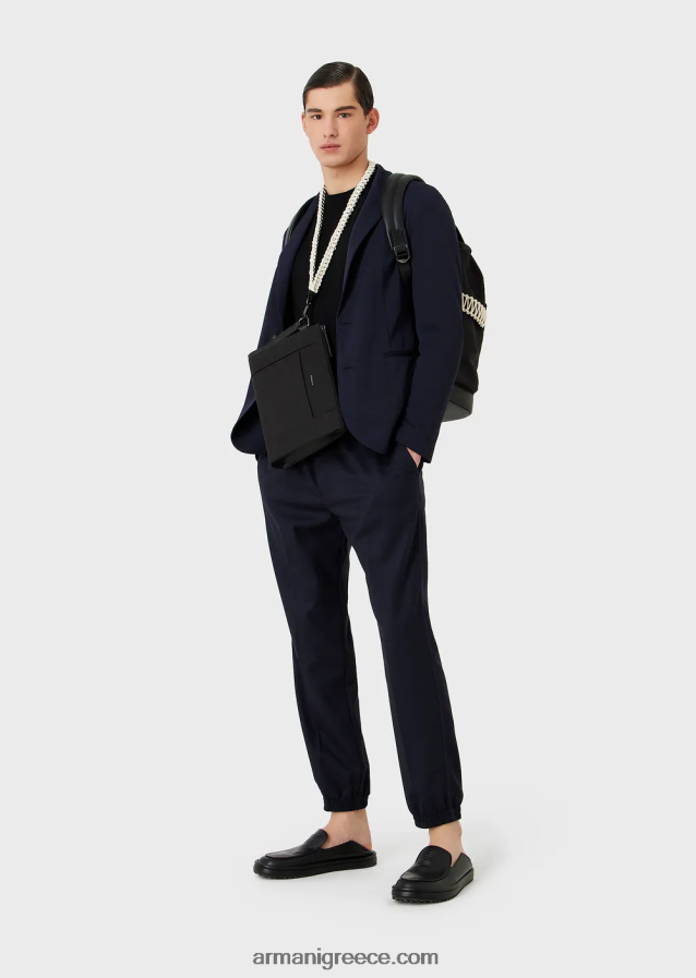 άνδρες Armani μονόπλευρο μπουφάν σε 3d stretch τεχνική φανέλα 4046R61038 ναυτικό μπλε