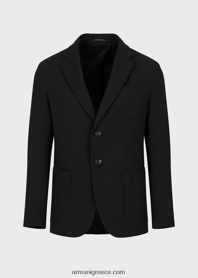 άνδρες Armani μπουφάν μονόπλευρο από τεχνικό μαλλί 3d stretch 4046R61039 μαύρος