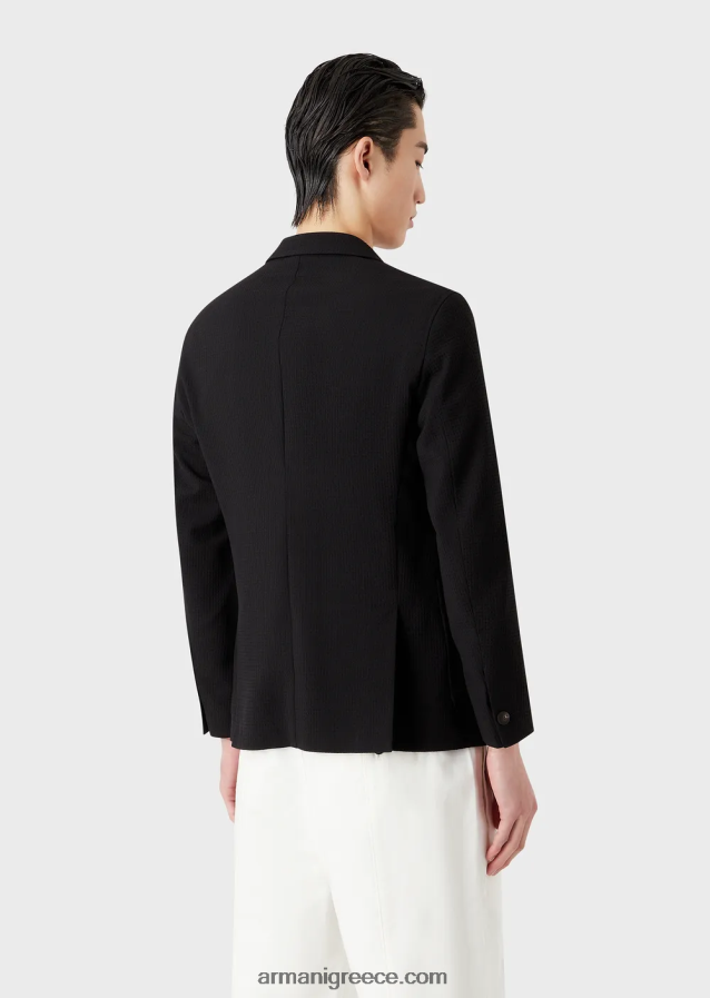 άνδρες Armani μπουφάν μονόπλευρο από τεχνικό μαλλί 3d stretch 4046R61039 μαύρος