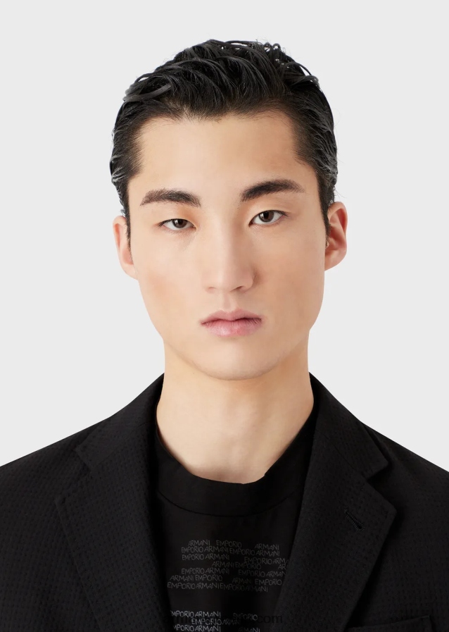 άνδρες Armani μπουφάν μονόπλευρο από τεχνικό μαλλί 3d stretch 4046R61039 μαύρος