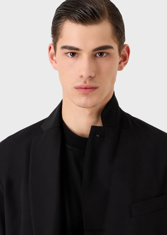 άνδρες Armani διπλής κατεύθυνσης ελαστικό τεχνικό-νάιλον μπουφάν διπλού στήθους με αποσπώμενο εσωτερικό πάνελ 4046R61022