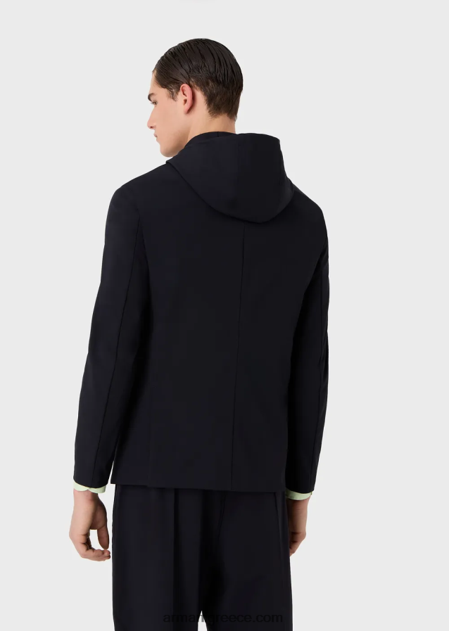 άνδρες Armani διπλής κατεύθυνσης ελαστικό τεχνικό-νάιλον μπουφάν διπλού στήθους με αποσπώμενο εσωτερικό πάνελ 4046R61023 ναυτικό μπλε