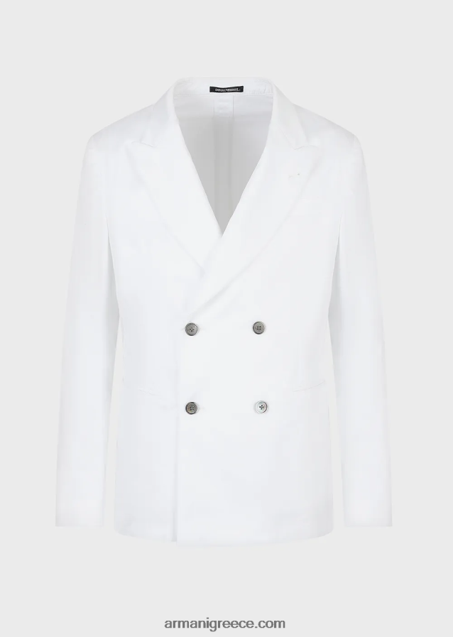 άνδρες Armani σακάκι διπλό με ρεβέρ σε ελαφρύ βαμβακερό σατέν 4046R61025