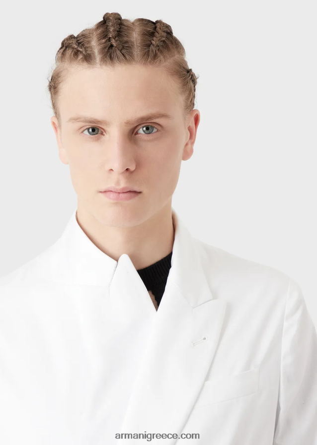 άνδρες Armani σακάκι διπλό με ρεβέρ σε ελαφρύ βαμβακερό σατέν 4046R61025