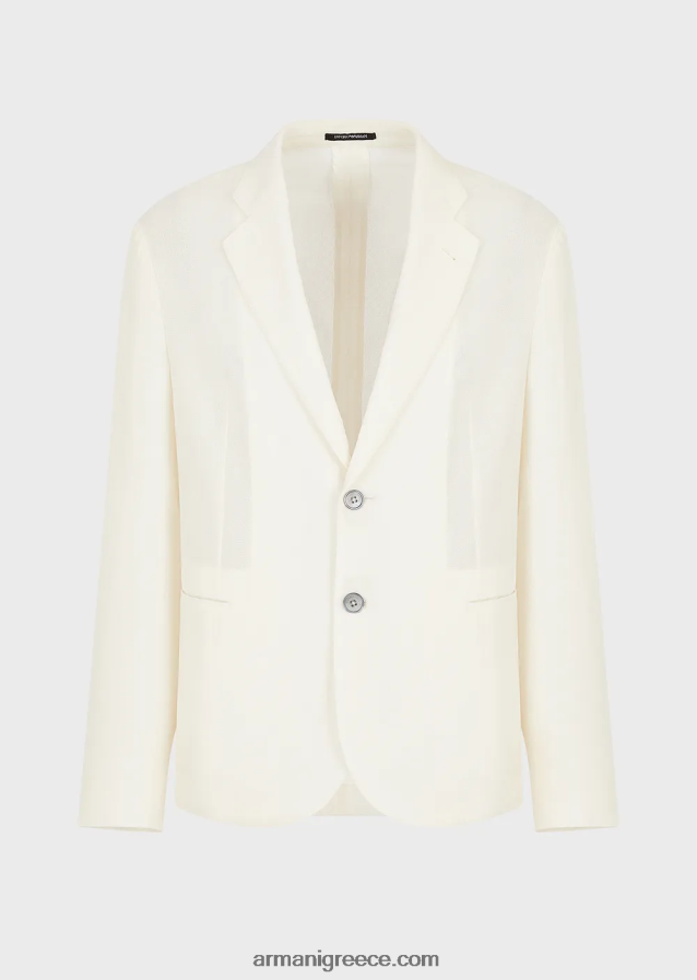 άνδρες Armani μπουφάν μονόπετο σε ζακάρ μάλλινο κρεπ με μικρομοτίβο 4046R61031