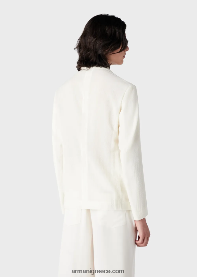 άνδρες Armani μπουφάν μονόπετο σε ζακάρ μάλλινο κρεπ με μικρομοτίβο 4046R61031