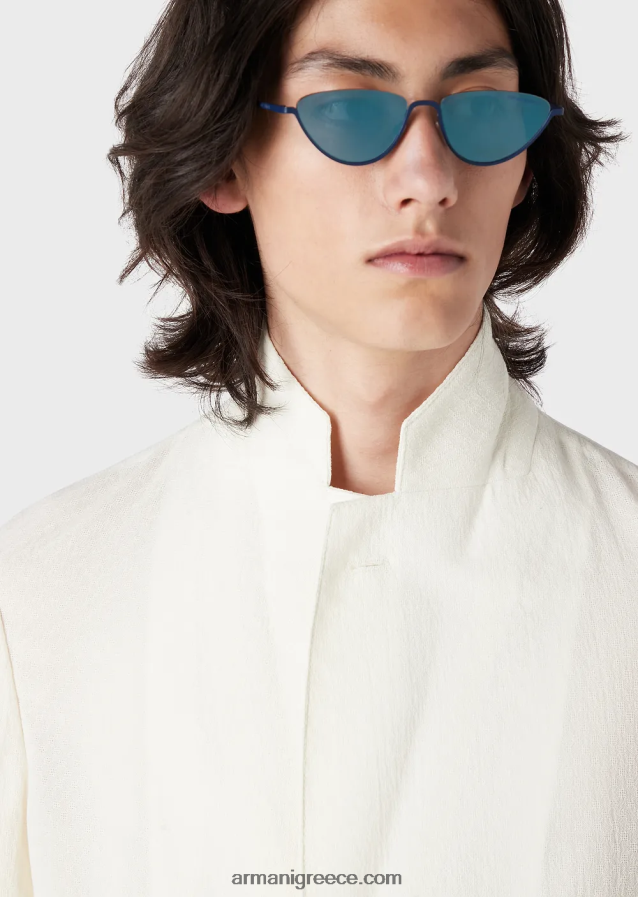 άνδρες Armani μπουφάν μονόπετο σε ζακάρ μάλλινο κρεπ με μικρομοτίβο 4046R61031