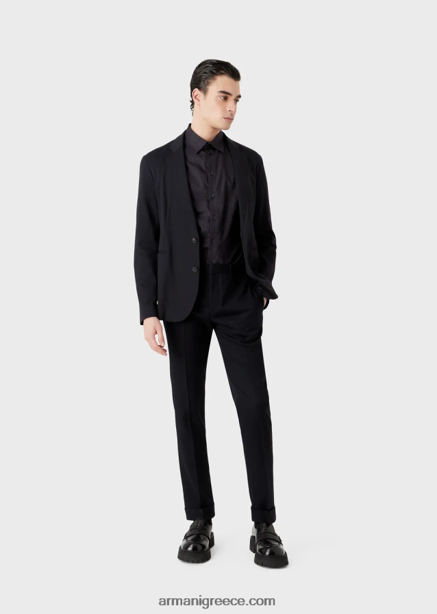 άνδρες Armani μονόπλευρο σακάκι σε ζέρσεϊ 4046R61040 ναυτικό μπλε