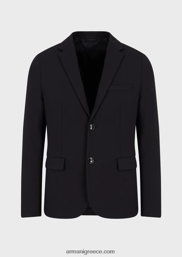 άνδρες Armani σακάκι μονόπετο με ραμμένο ζέρσεϊ 4046R61042 ναυτικό μπλε
