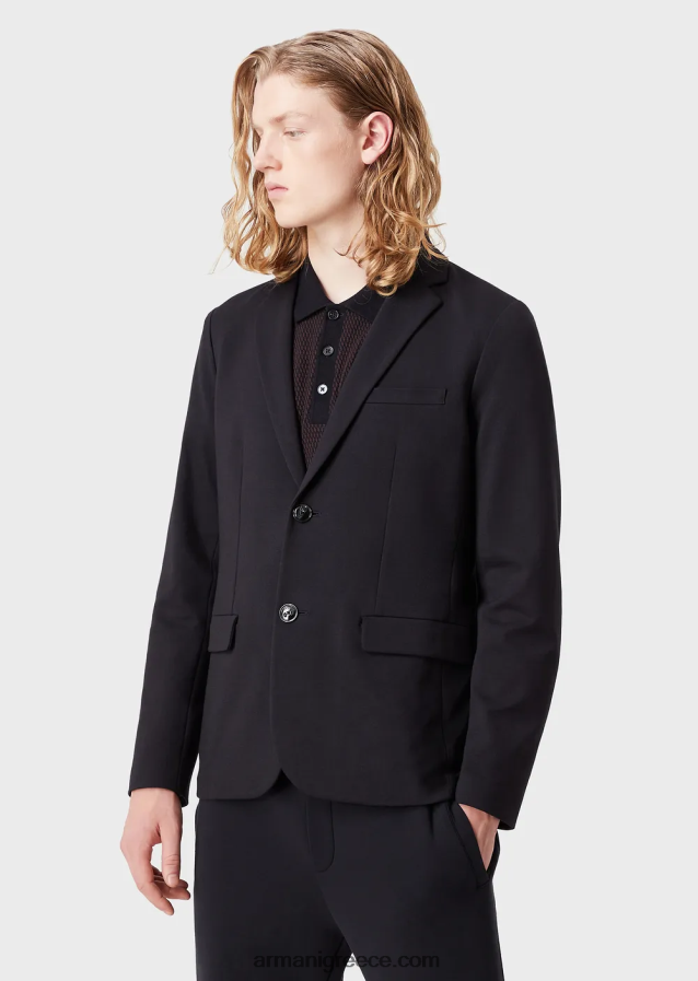 άνδρες Armani σακάκι μονόπετο με ραμμένο ζέρσεϊ 4046R61042 ναυτικό μπλε