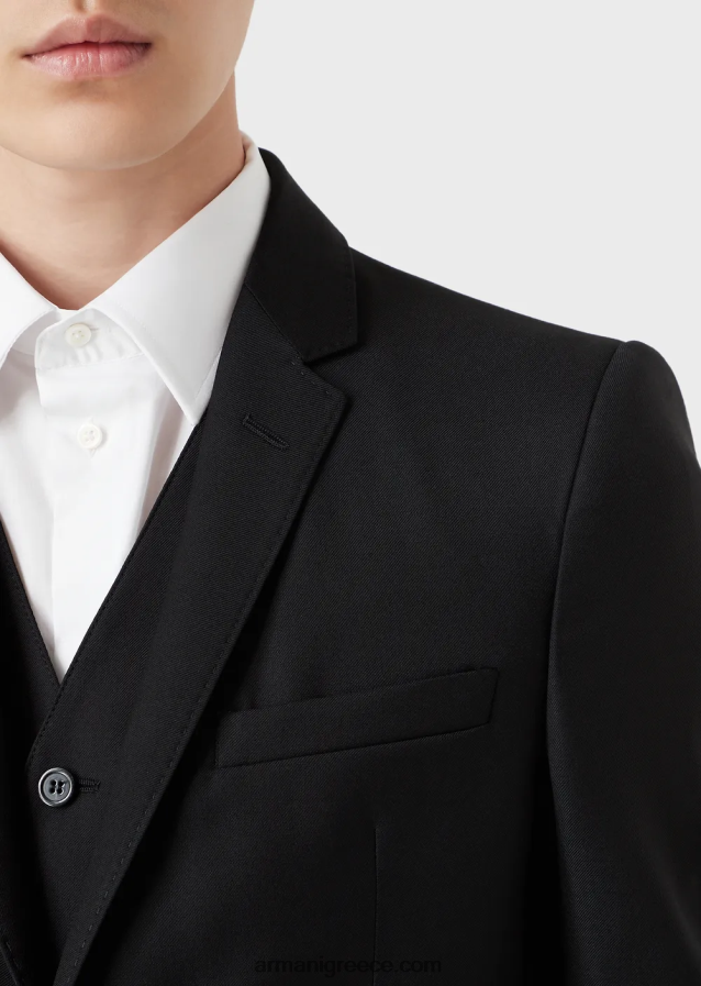 άνδρες Armani μονόστομο, πενιέ παρθένο μάλλινο μπουφάν 4046R61051 γκρί