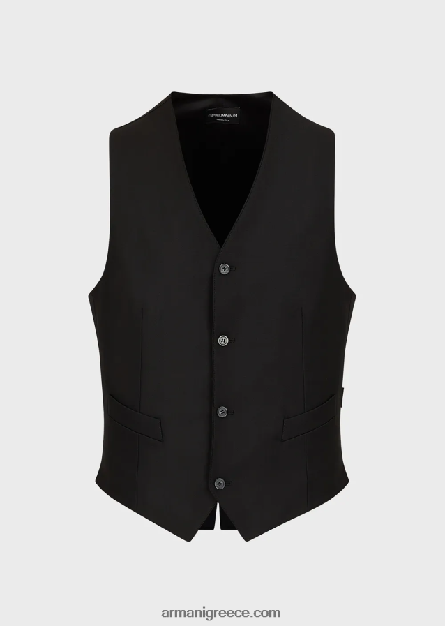 άνδρες Armani μονόστομο, πενιέ παρθένο μάλλινο γιλέκο 4046R61055