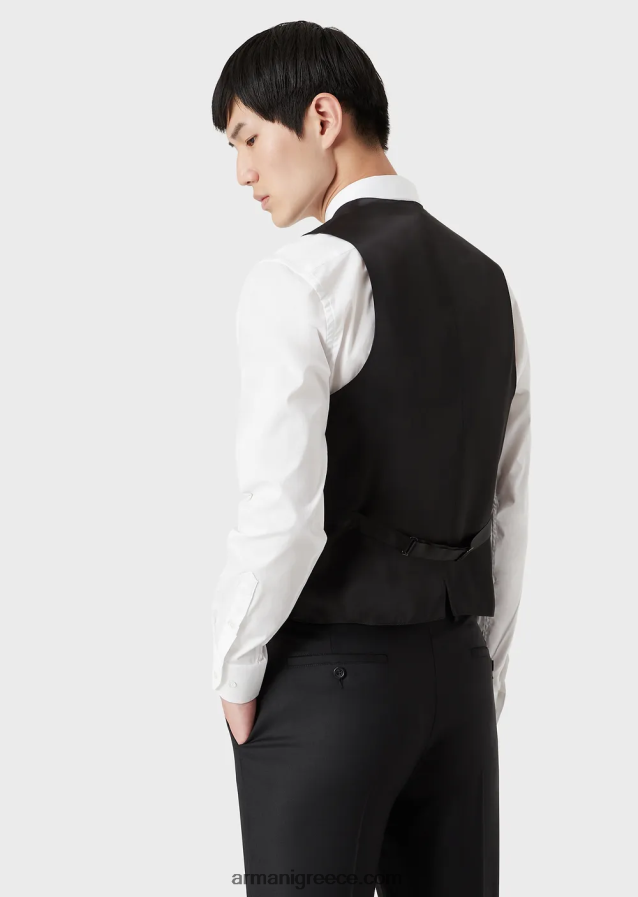 άνδρες Armani μονόστομο, πενιέ παρθένο μάλλινο γιλέκο 4046R61055