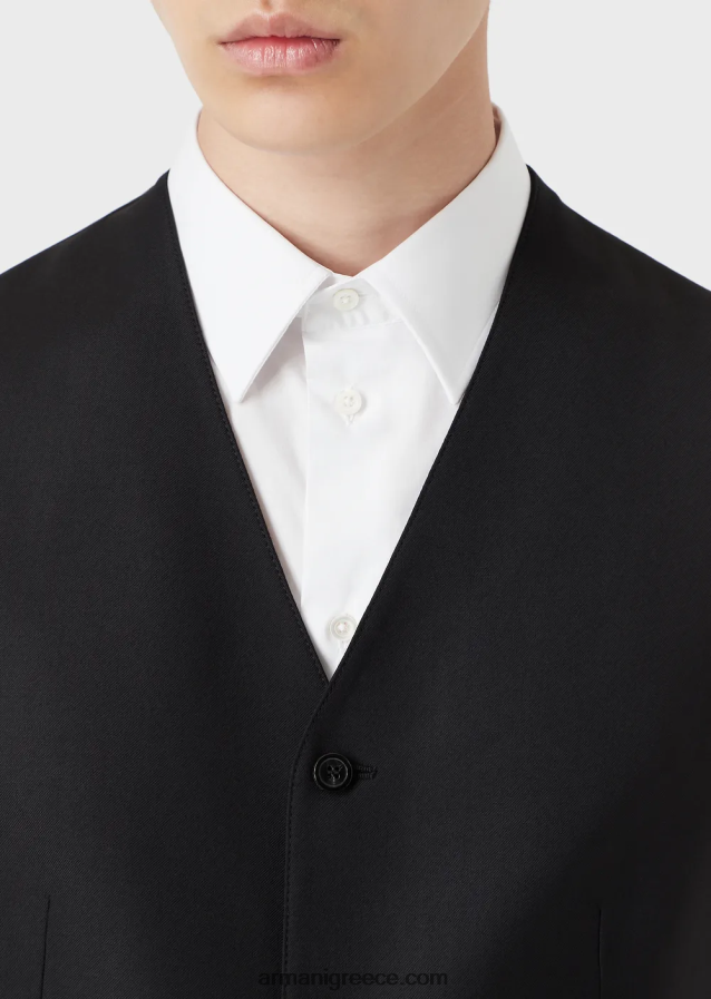 άνδρες Armani μονόστομο, πενιέ παρθένο μάλλινο γιλέκο 4046R61055