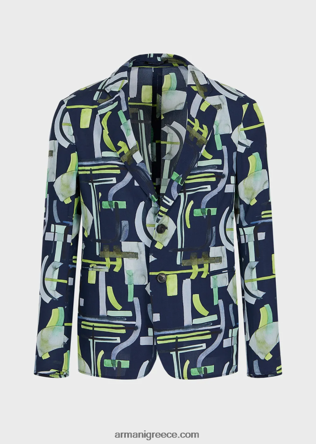 άνδρες Armani Σακάκι μονόπλευρο με μοτίβο lyocell-χαρμάνι 4046R61036 πρότυπο