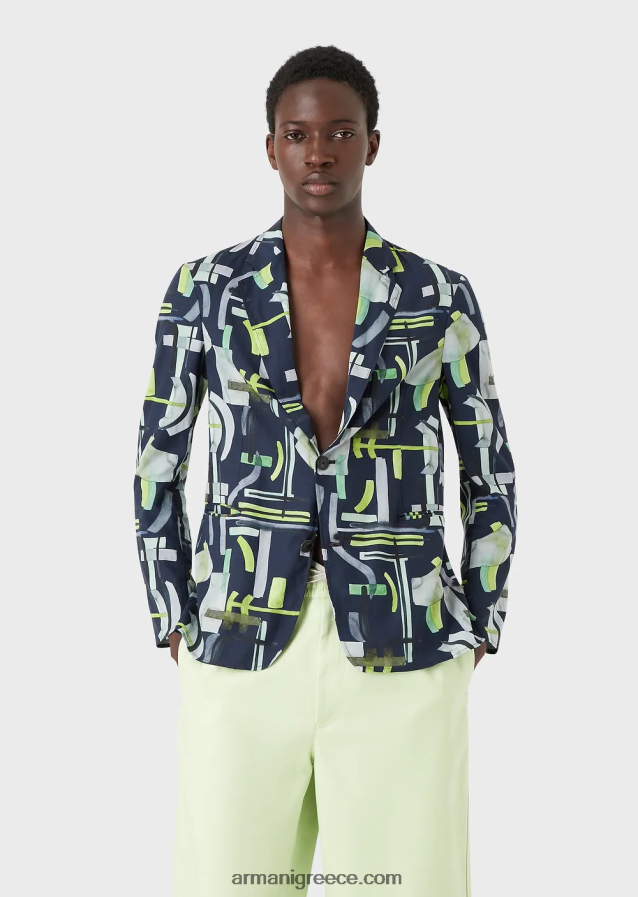 άνδρες Armani Σακάκι μονόπλευρο με μοτίβο lyocell-χαρμάνι 4046R61036 πρότυπο