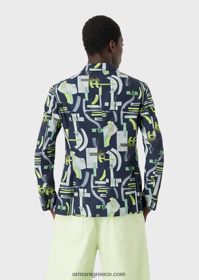 άνδρες Armani Σακάκι μονόπλευρο με μοτίβο lyocell-χαρμάνι 4046R61036 πρότυπο