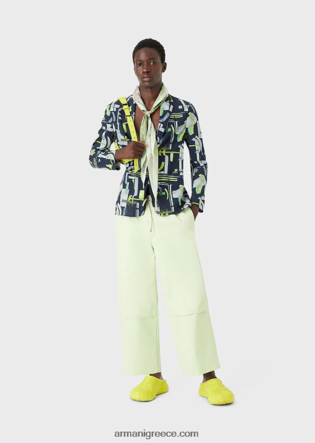 άνδρες Armani Σακάκι μονόπλευρο με μοτίβο lyocell-χαρμάνι 4046R61036 πρότυπο