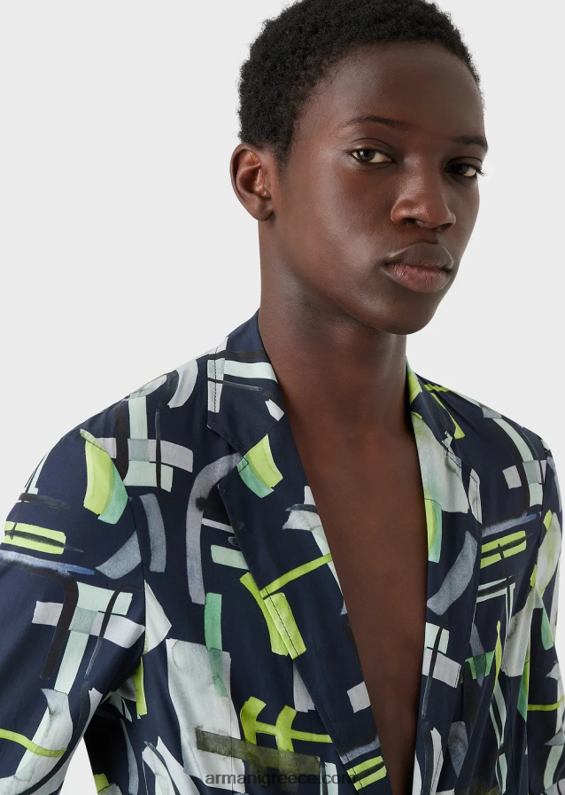 άνδρες Armani Σακάκι μονόπλευρο με μοτίβο lyocell-χαρμάνι 4046R61036 πρότυπο