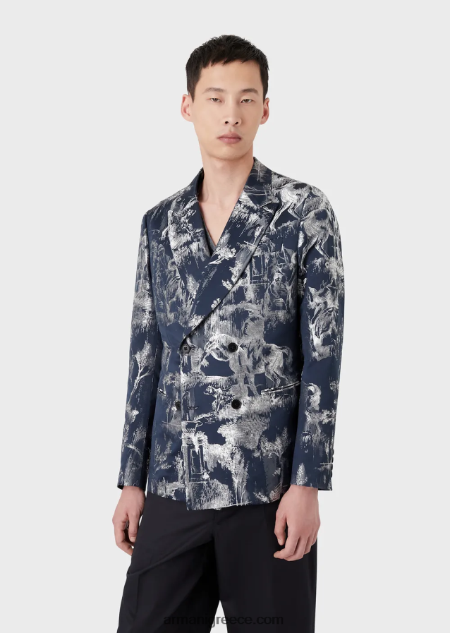 άνδρες Armani σακάκι διπλό σε ζακάρ toile de jouy 4046R61027 πρότυπο