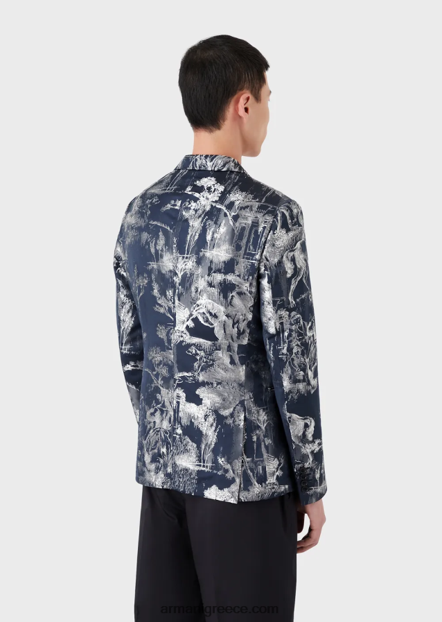άνδρες Armani σακάκι διπλό σε ζακάρ toile de jouy 4046R61027 πρότυπο