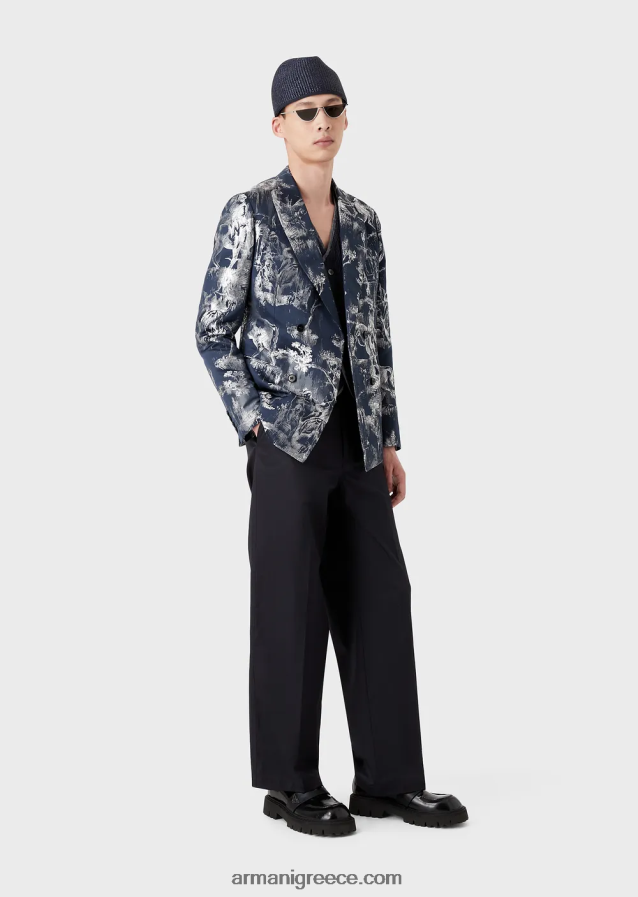 άνδρες Armani σακάκι διπλό σε ζακάρ toile de jouy 4046R61027 πρότυπο