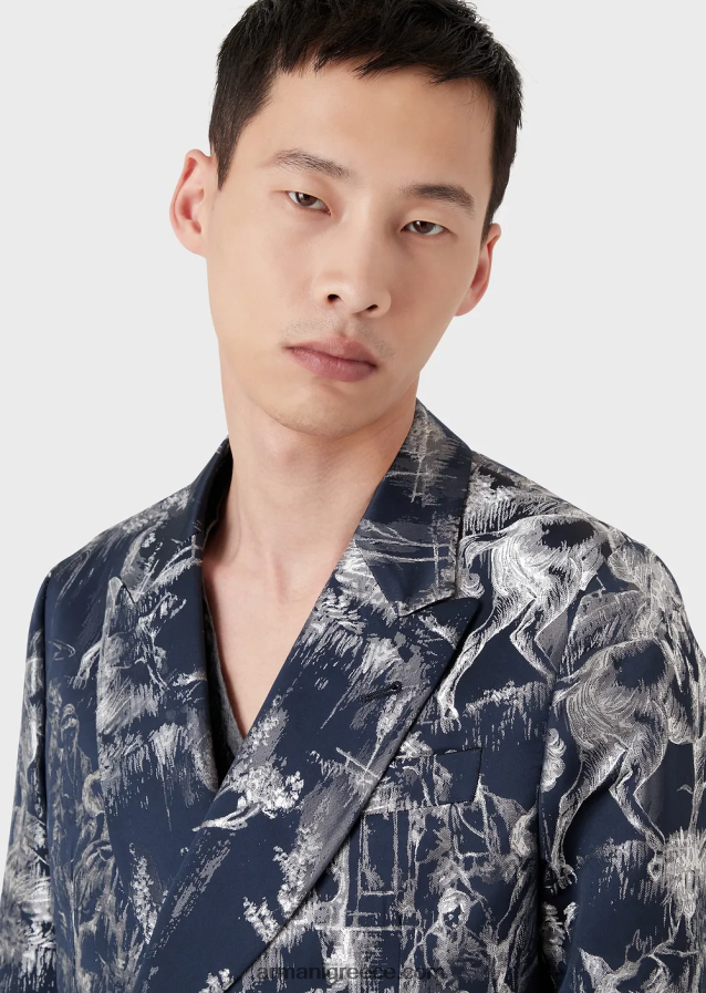 άνδρες Armani σακάκι διπλό σε ζακάρ toile de jouy 4046R61027 πρότυπο