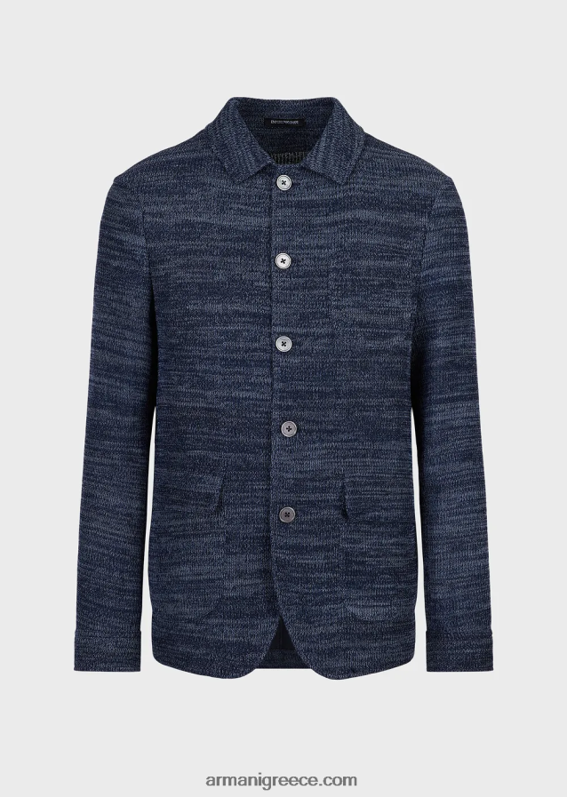 άνδρες Armani μπουφάν tricot με μπροστινές τσέπες 4046R61034 μπλε