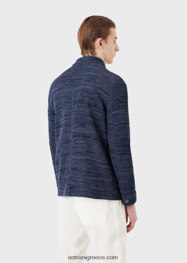 άνδρες Armani μπουφάν tricot με μπροστινές τσέπες 4046R61034 μπλε