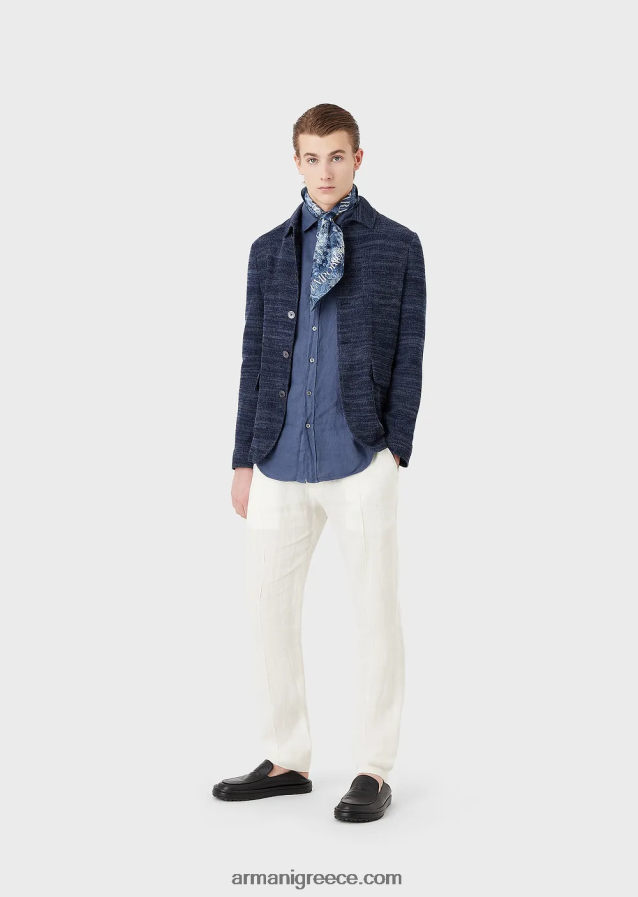 άνδρες Armani μπουφάν tricot με μπροστινές τσέπες 4046R61034 μπλε