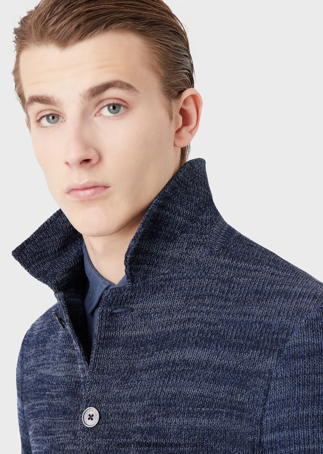 άνδρες Armani μπουφάν tricot με μπροστινές τσέπες 4046R61034 μπλε