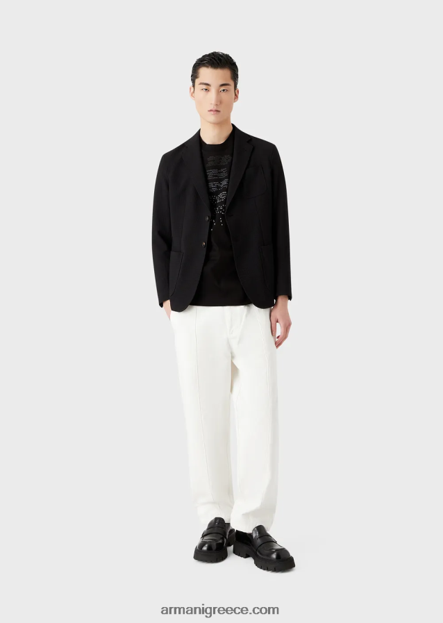 άνδρες Armani τζέρσεϊ μπλουζάκι με λαστιχένια γράμματα μεγάλος αετός 4046R61603 μαύρος