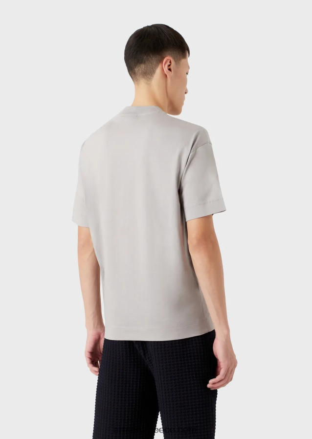 άνδρες Armani τζέρσεϊ μπλουζάκι με λαστιχένια γράμματα μεγάλος αετός 4046R61605 γκρί