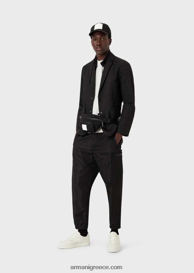 άνδρες Armani Μπλουζάκι μερσερίντ-ζέρσεϊ με μπάλωμα αετού σε αντίθεση 4046R61616 άσπρο