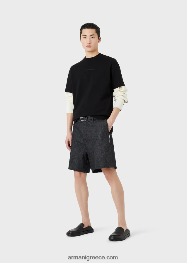 άνδρες Armani βαρύ μπλουζάκι με έντονο καουτσούκ 4046R61631 μαύρος