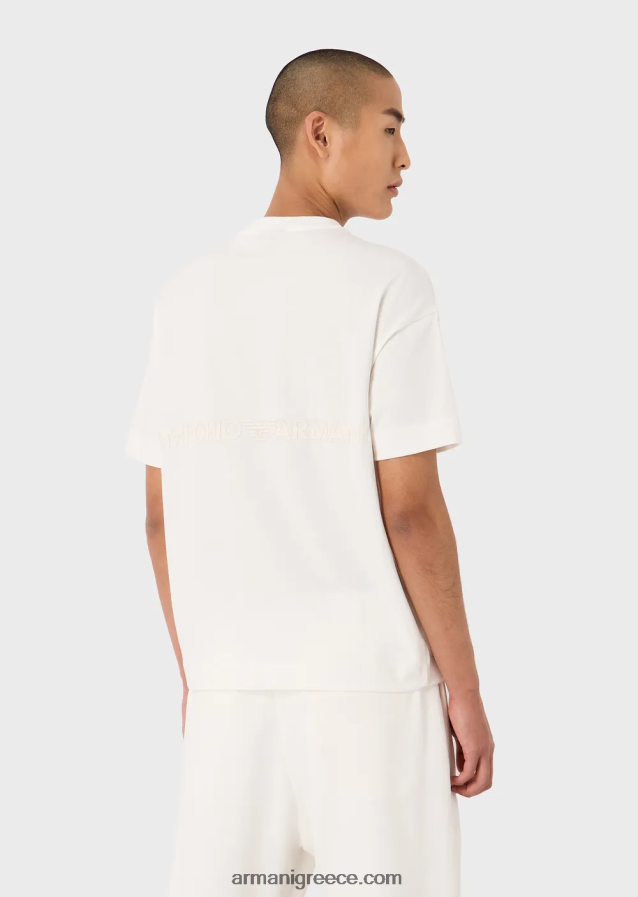άνδρες Armani βαρύ μπλουζάκι με έντονο καουτσούκ 4046R61632 άσπρο