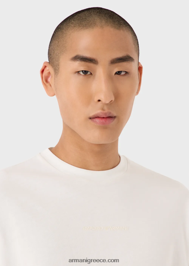 άνδρες Armani βαρύ μπλουζάκι με έντονο καουτσούκ 4046R61632 άσπρο