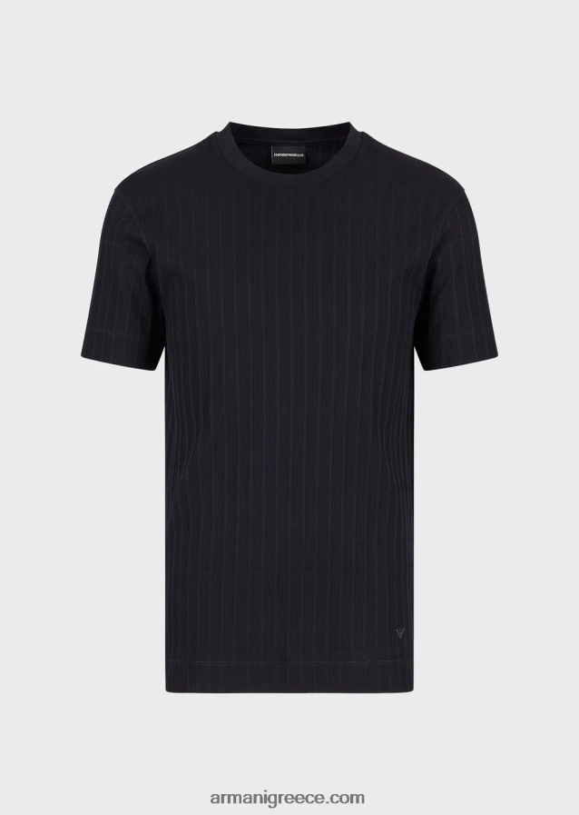 άνδρες Armani μπλουζάκι ζέρσεϊ με μοτίβο ζακάρ με ραβδώσεις 4046R61672 ναυτικό μπλε