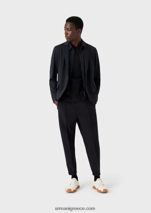 άνδρες Armani μπλουζάκι ζέρσεϊ με μοτίβο ζακάρ με ραβδώσεις 4046R61672 ναυτικό μπλε