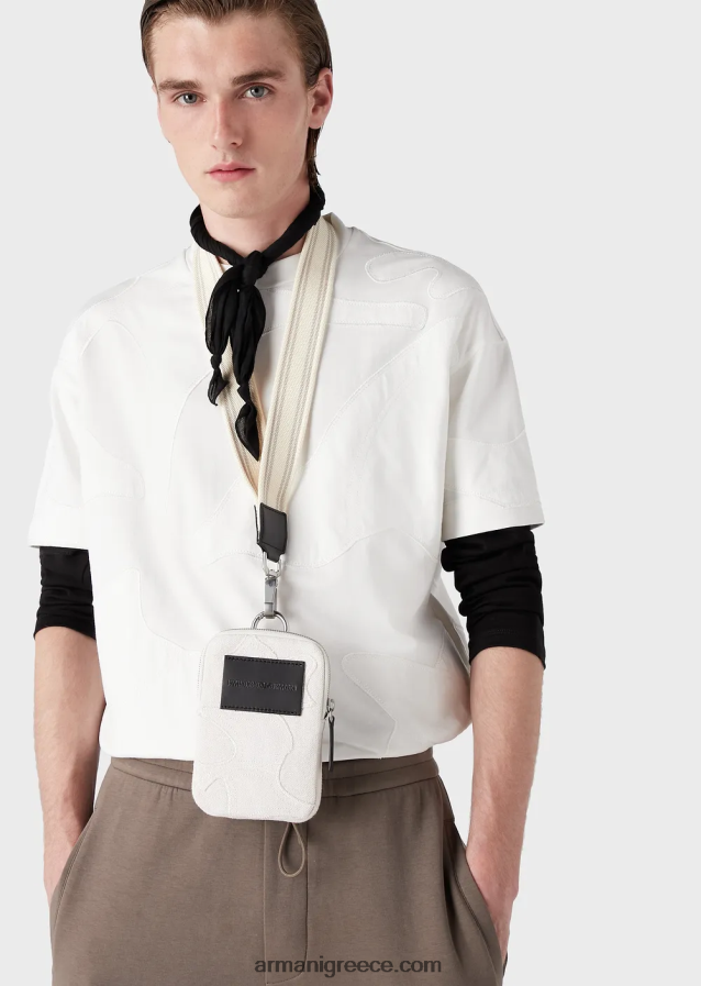 άνδρες Armani βαρύ μπλουζάκι ζέρσεϊ με κέντημα παραλλαγής μεγάλου μεγέθους ασορτί χρώματος 4046R61676 άσπρο