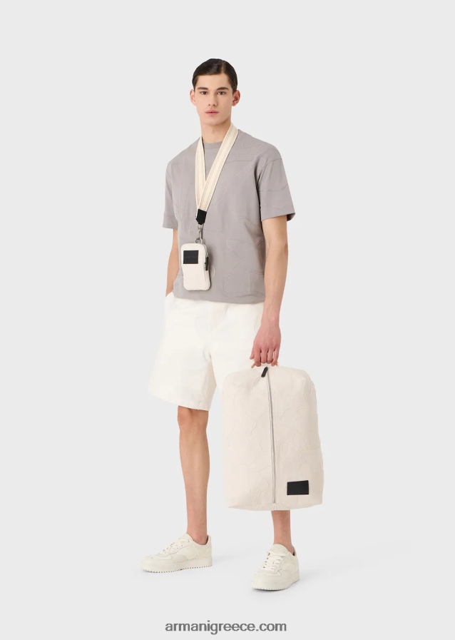 άνδρες Armani βαρύ μπλουζάκι ζέρσεϊ με κέντημα παραλλαγής μεγάλου μεγέθους ασορτί χρώματος 4046R61677 γκρί