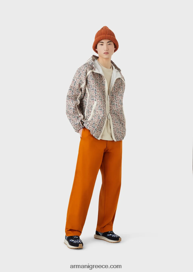 άνδρες Armani βιώσιμη συλλογή βιολογικό αμερικάνικο μπλουζάκι με μπάλωμα 4046R61681 ανοιχτό γκρι