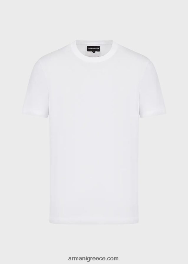 άνδρες Armani μπλουζάκι ζέρσεϊ με λογότυπο ζακάρ 4046R61693 λευκό λογότυπο