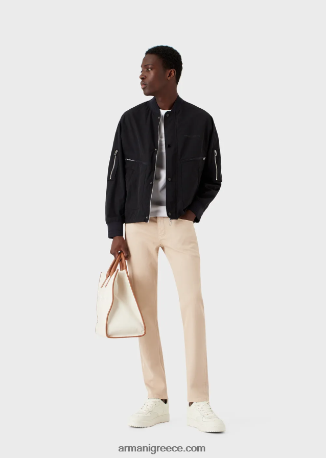 άνδρες Armani μπλουζάκι ζέρσεϊ με λογότυπο ζακάρ 4046R61693 λευκό λογότυπο