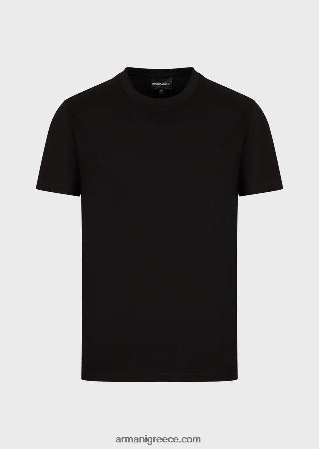άνδρες Armani μπλουζάκι ζέρσεϊ με λογότυπο ζακάρ 4046R61694 μαύρος
