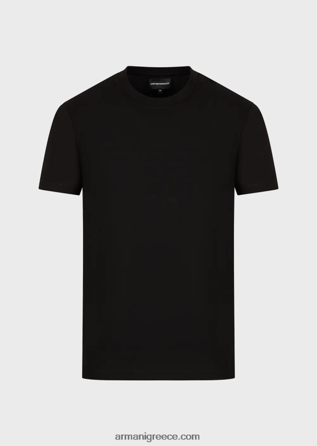 άνδρες Armani μπλουζάκι ζέρσεϊ με λογότυπο ζακάρ 4046R61695 μαύρο λογότυπο