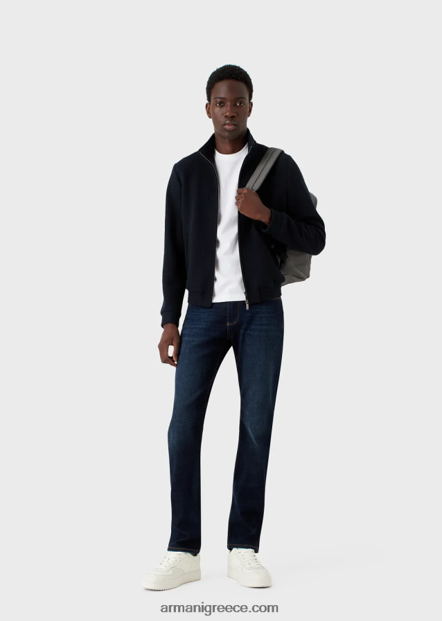 άνδρες Armani μπλουζάκι ζέρσεϊ με λογότυπο ζακάρ 4046R61696 άσπρο