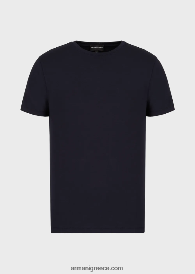 άνδρες Armani μπλουζάκι από βισκόζη 4046R61733 ναυτικό μπλε