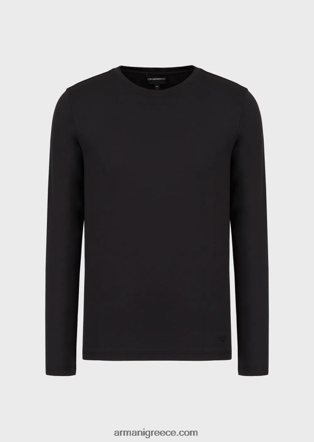 άνδρες Armani μπλούζα από μετάξι/βαμβάκι 4046R61738 μαύρος